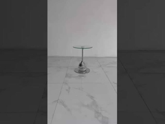 Minimalism Satin Finish Clear Glass Top Stainless Steel End Table Metal