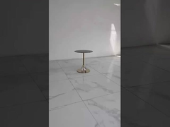 Round Shiny Finish Stainless Steel End Table Gold Metal Base unique Marble Top